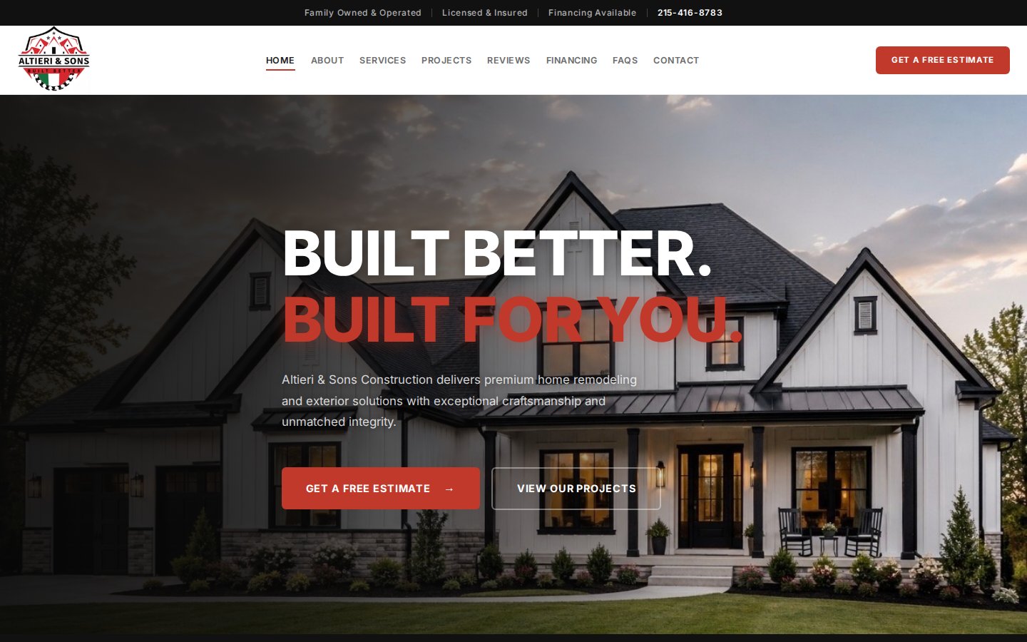 Altieri & Sons Co website screenshot