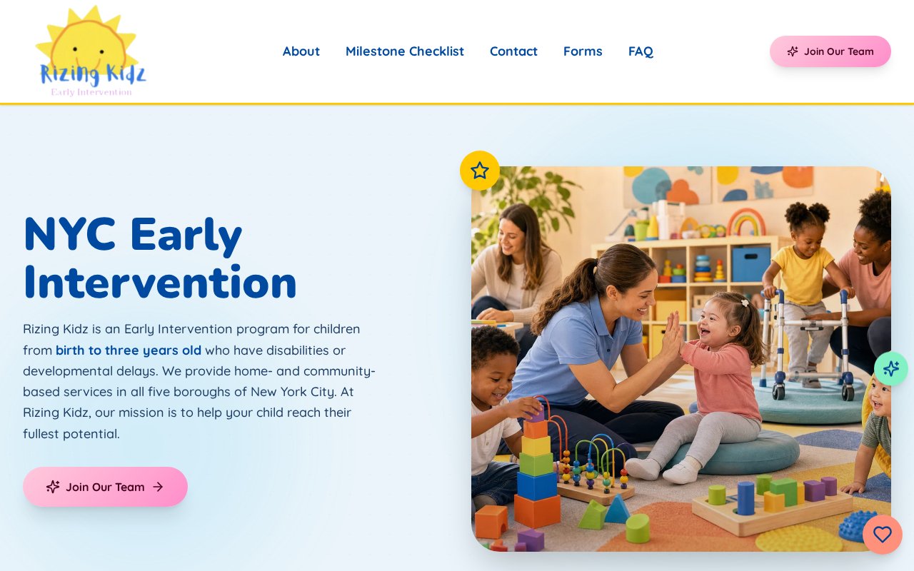 Rizing Kidz website screenshot