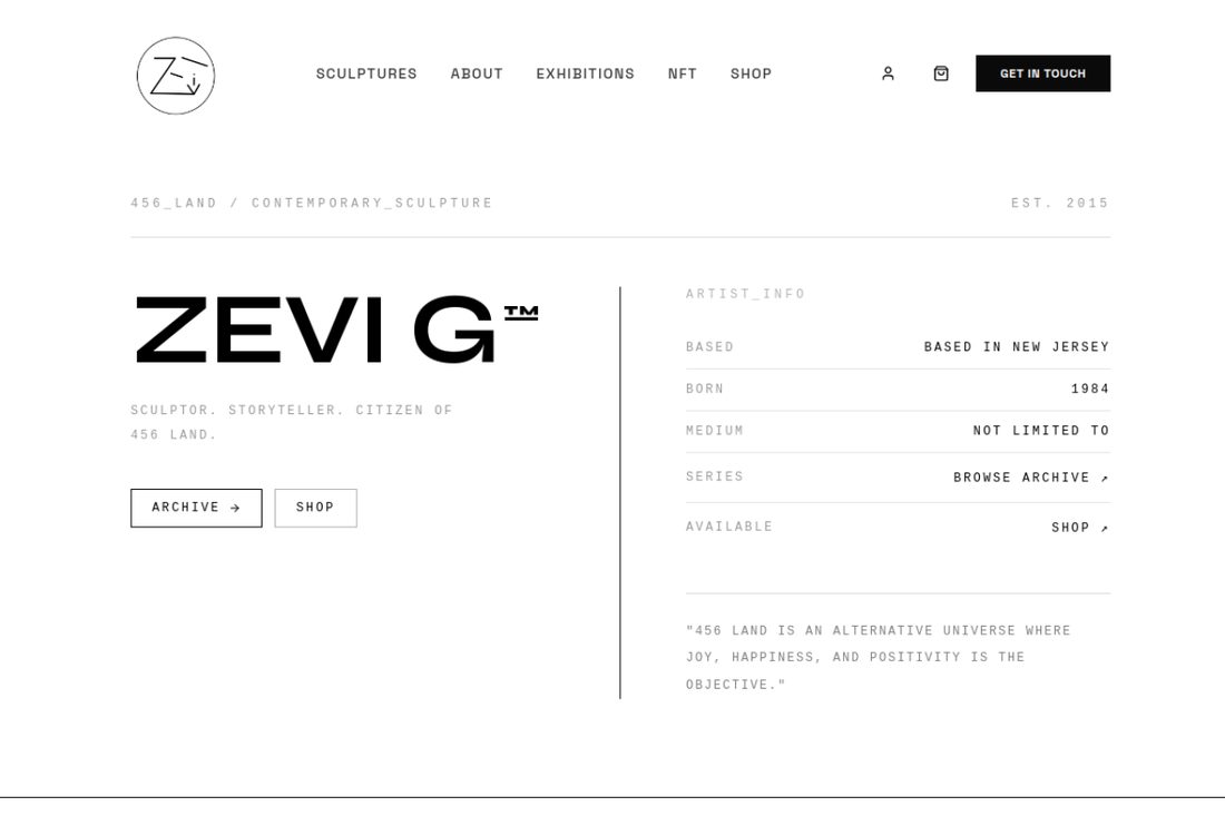 Zevi G Art website screenshot
